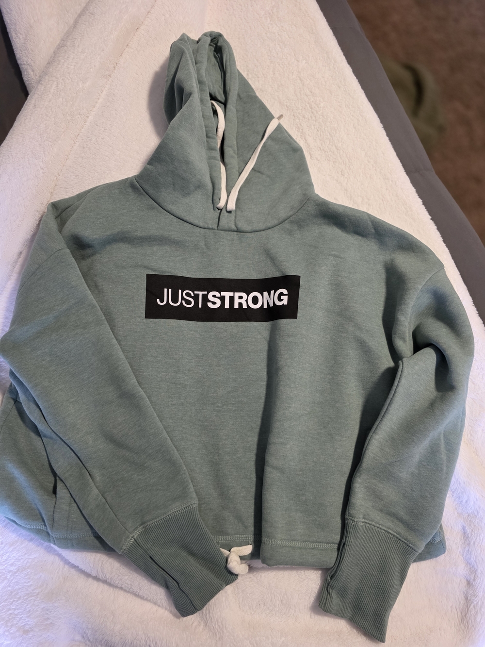 Just Strong Women's Sage Green Cropped Hoodie